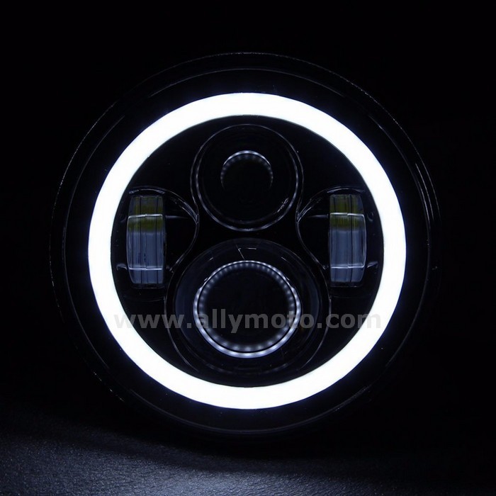 154 7 Inch Led Headlights White Halo Ring Round Harley H4 H13 Projection Daymaker Headlight Fit Davidson 40W@4